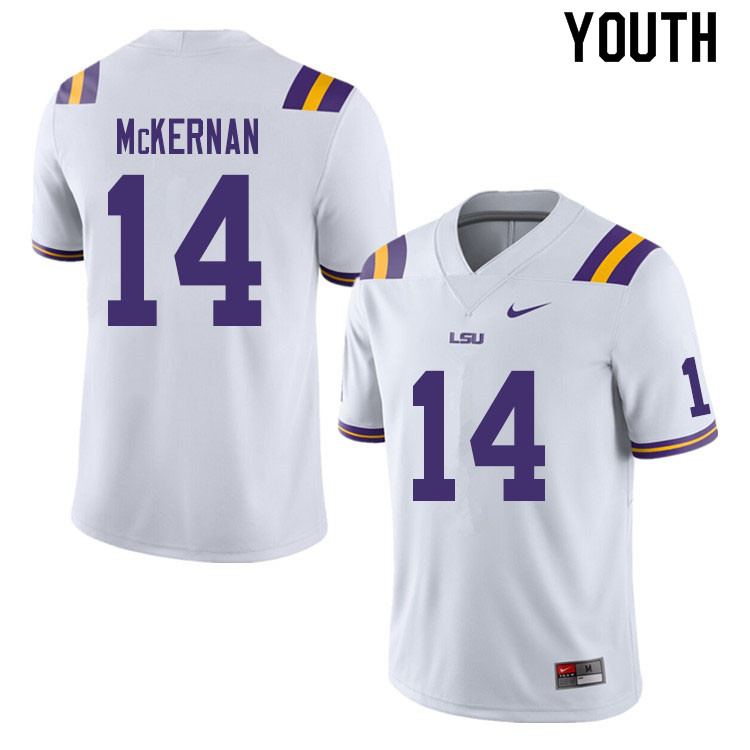 Youth #14 John Gordon McKernan LSU Tigers College Football Jerseys Sale-White